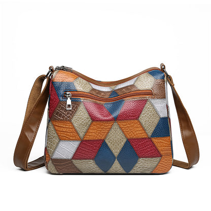 Splicing color blocking large capacity shoulder bag eprolo