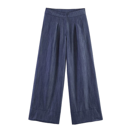 Rivet buckle top+wide leg pants set eprolo