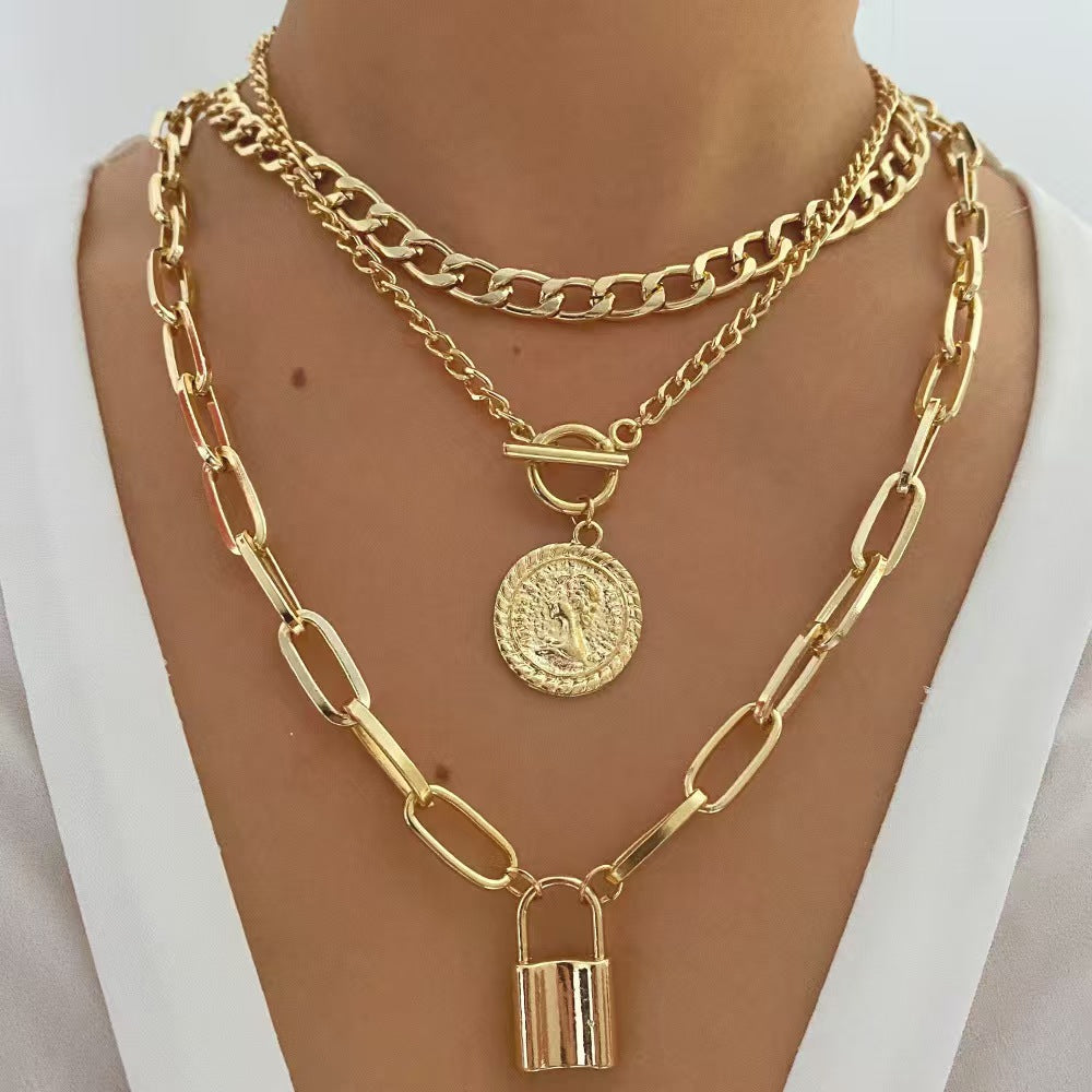 Alloy jewelry portrait layered necklace eprolo
