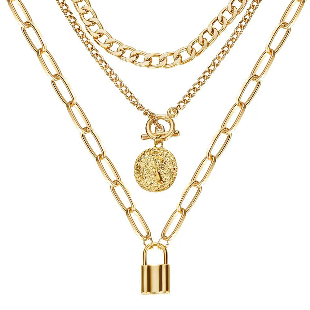 Alloy jewelry portrait layered necklace eprolo