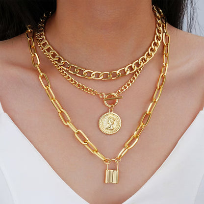 Alloy jewelry portrait layered necklace eprolo