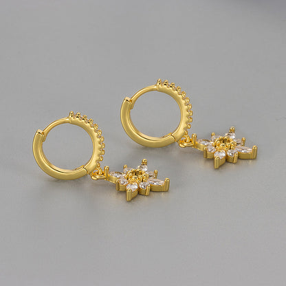 Diamond studded octagonal star ear clasp eprolo