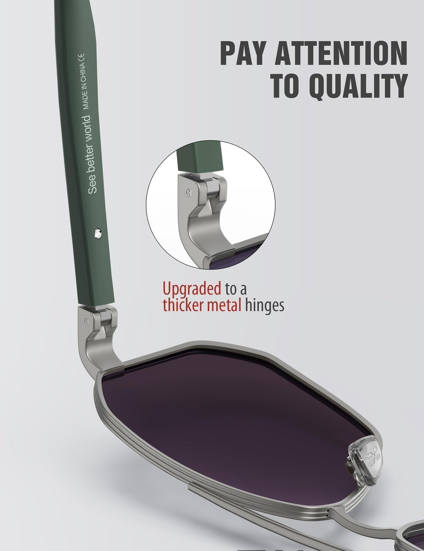 LUENX Aviator Sunglasses for Men Square Polarized Polygon Lens - UV 400 Protection with Accessories Driving Outdoor My Time My Money
