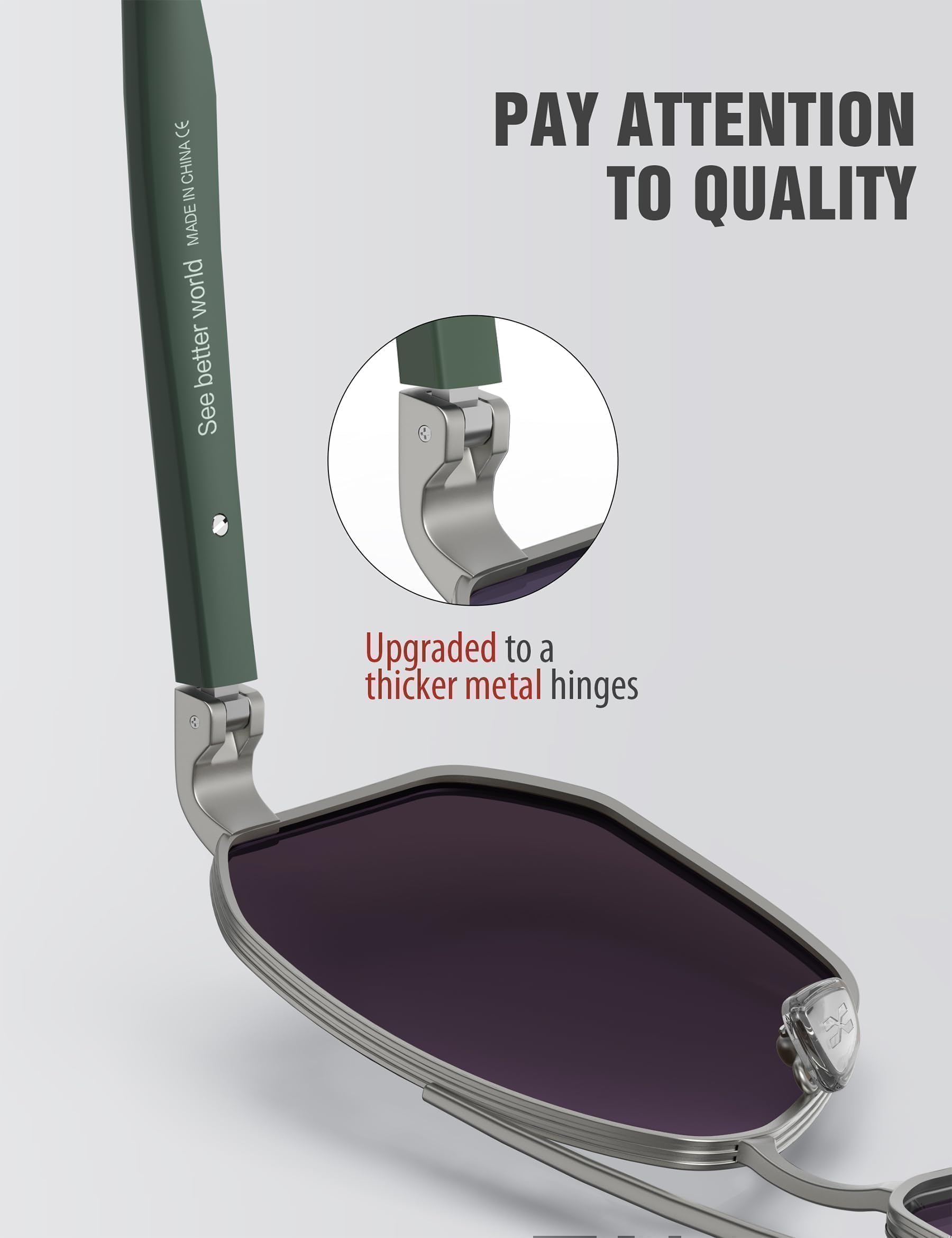 LUENX Aviator Sunglasses for Men Square Polarized Polygon Lens - UV 400 Protection with Accessories Driving Outdoor My Time My Money
