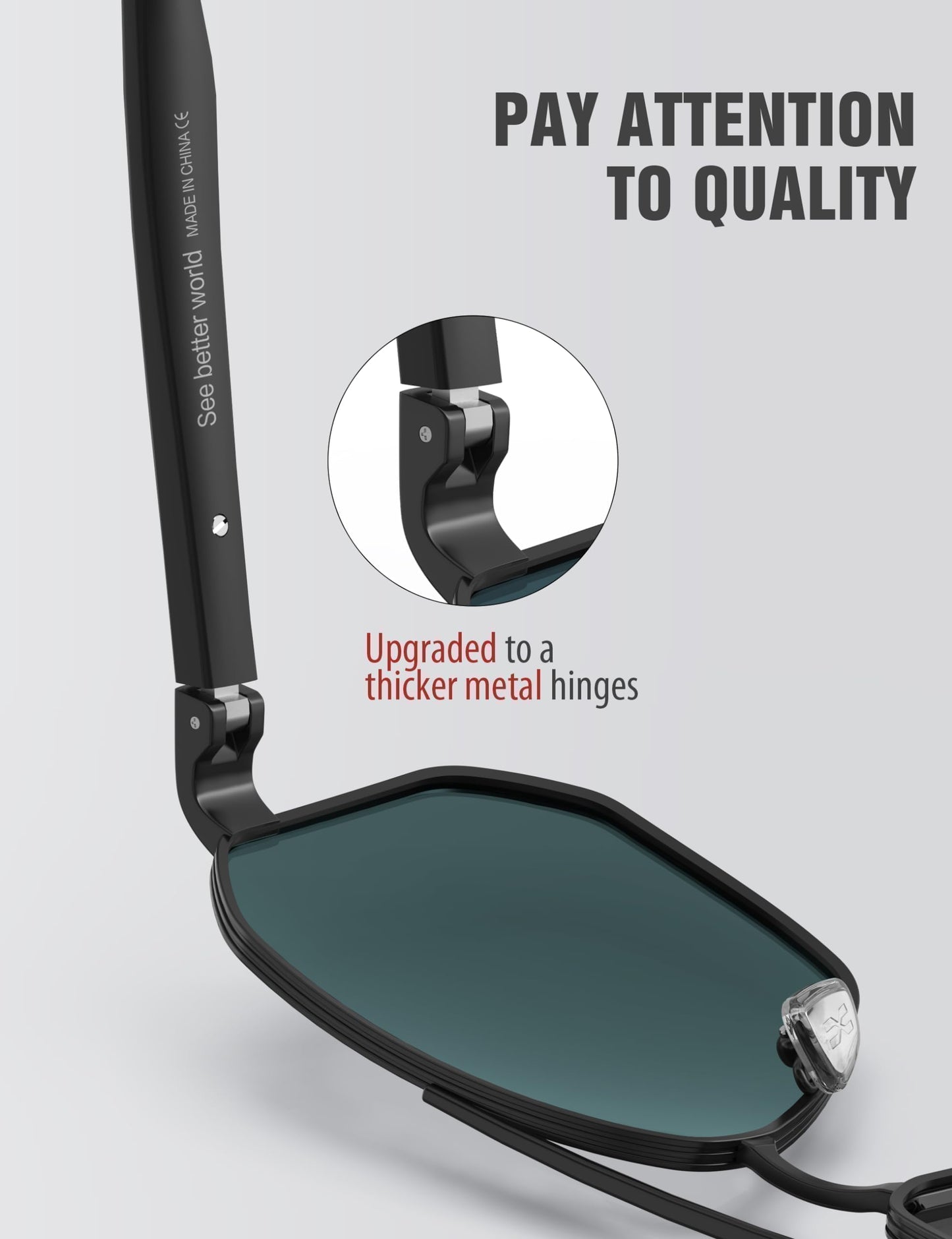 LUENX Aviator Sunglasses for Men Square Polarized Polygon Lens - UV 400 Protection with Accessories Driving Outdoor My Time My Money