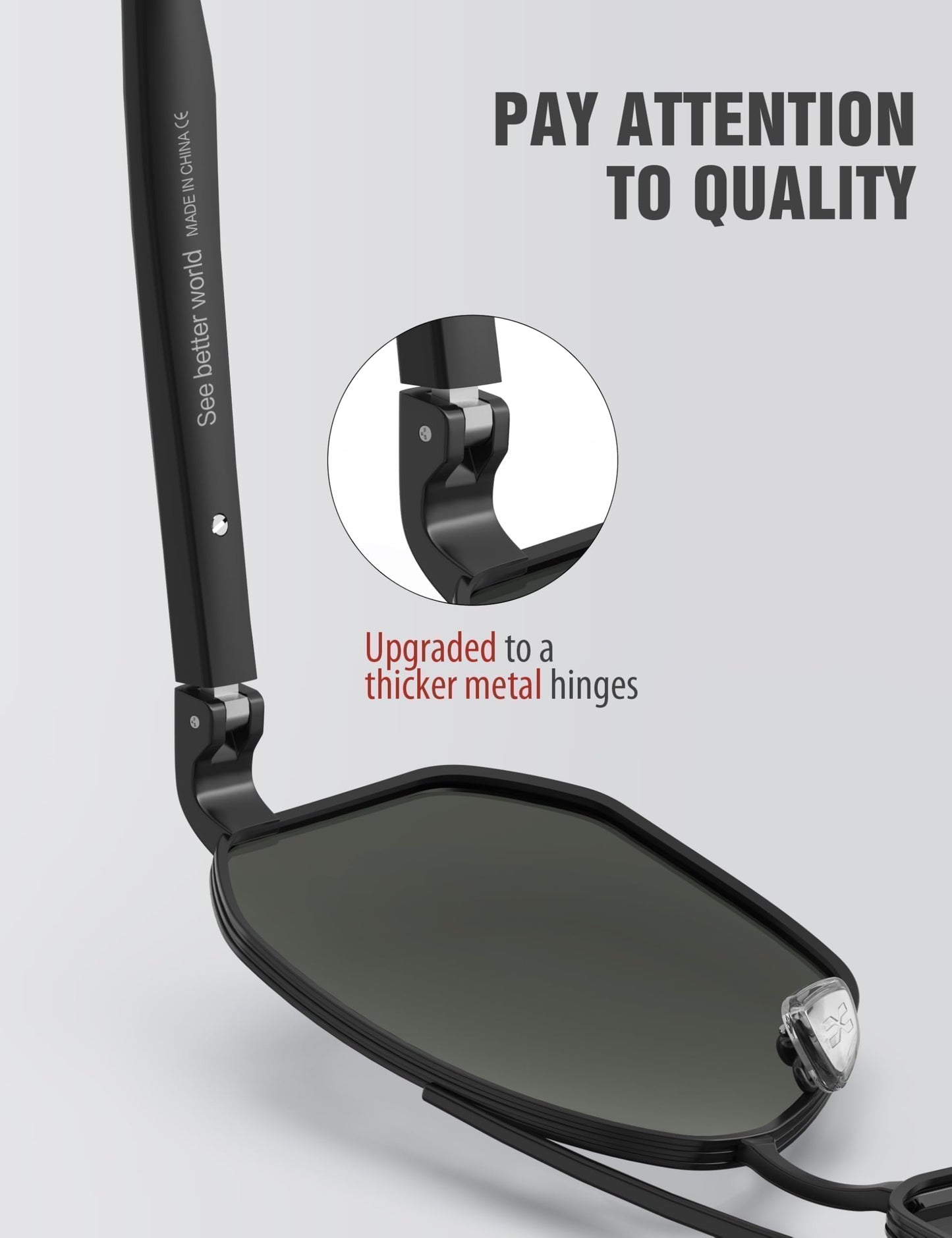 LUENX Aviator Sunglasses for Men Square Polarized Polygon Lens - UV 400 Protection with Accessories Driving Outdoor My Time My Money