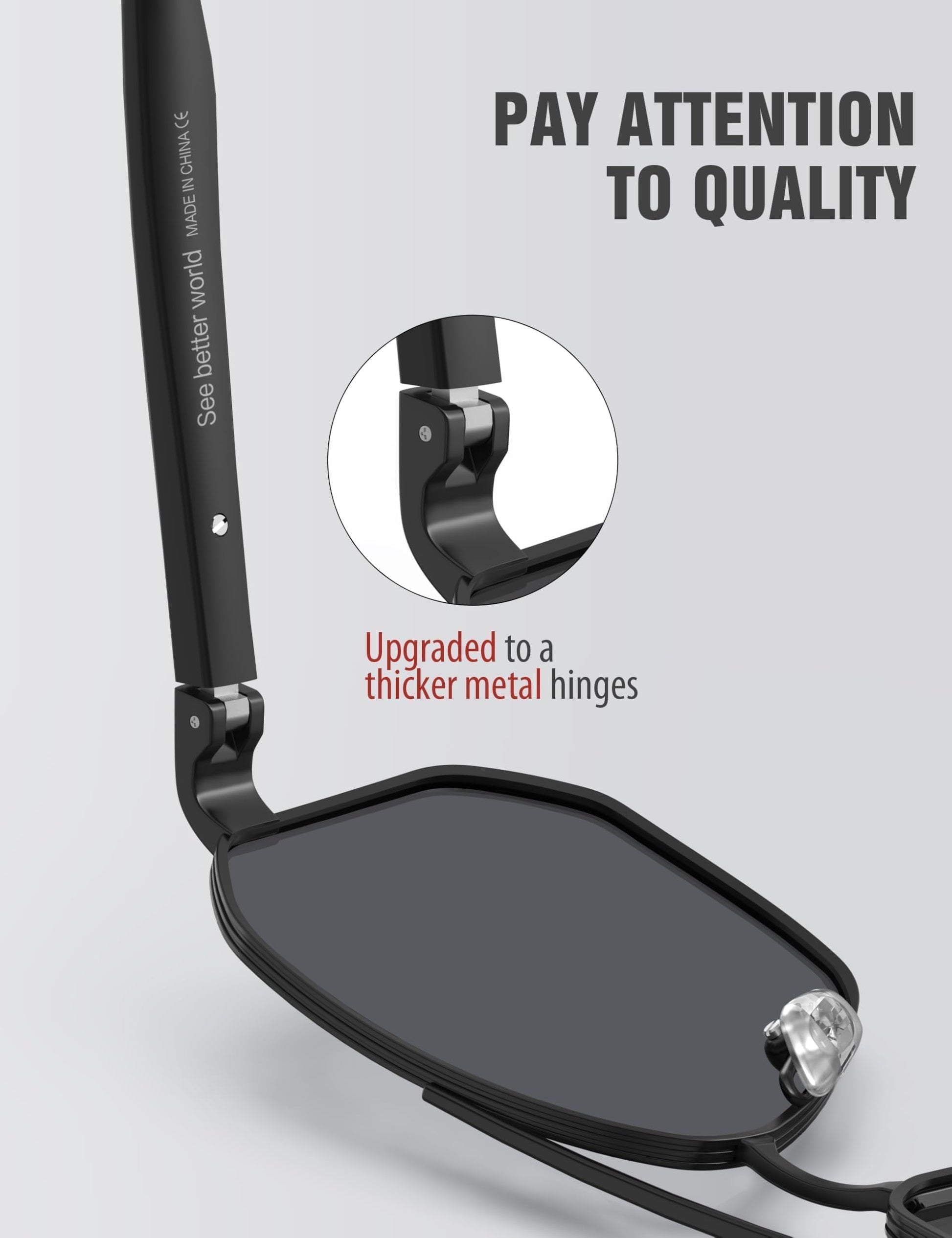LUENX Aviator Sunglasses for Men Square Polarized Polygon Lens - UV 400 Protection with Accessories Driving Outdoor My Time My Money