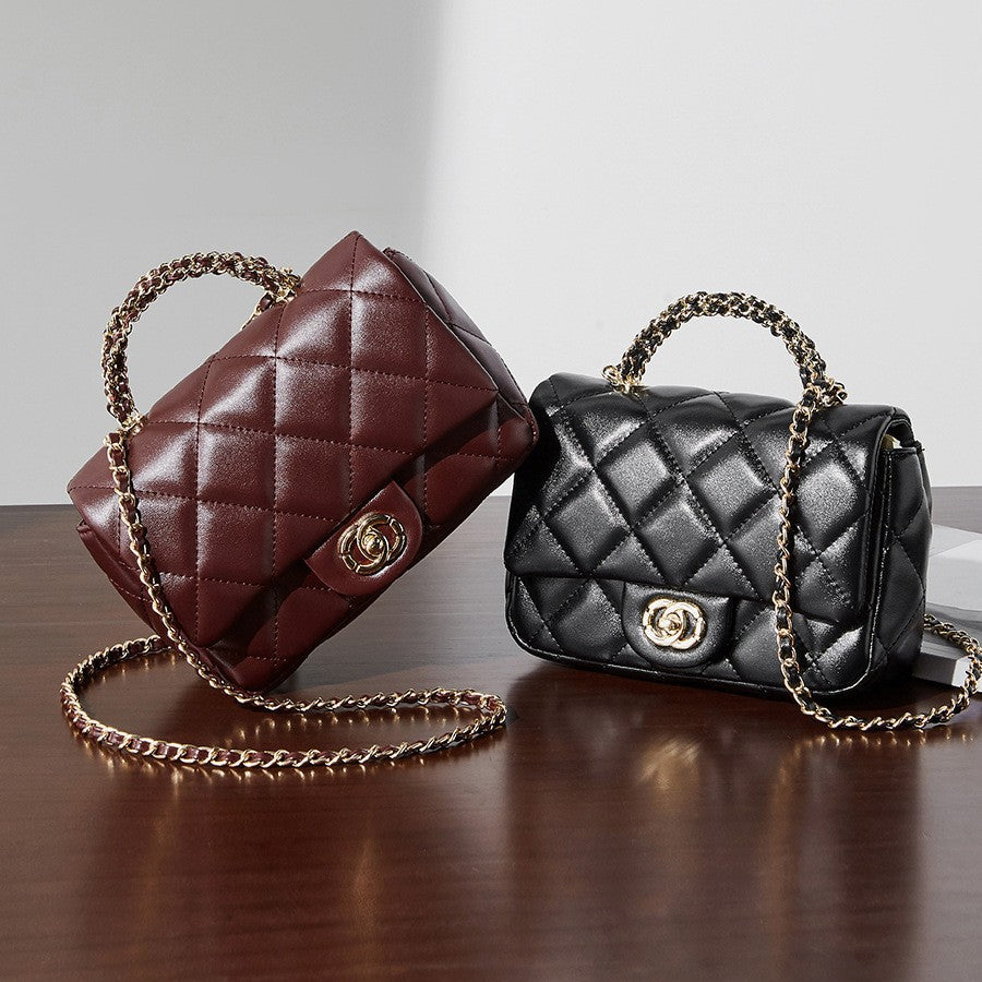 Metal chain diamond grid handbag eprolo
