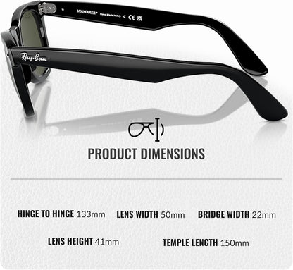 Ray-Ban RB2140 Original Wayfarer Classic Square Shape Sunglasses With Eyewear Kit Bundle - High Bridge Fit - Ideal Formal and Casual Wear Square Sunglasses My Time My Money