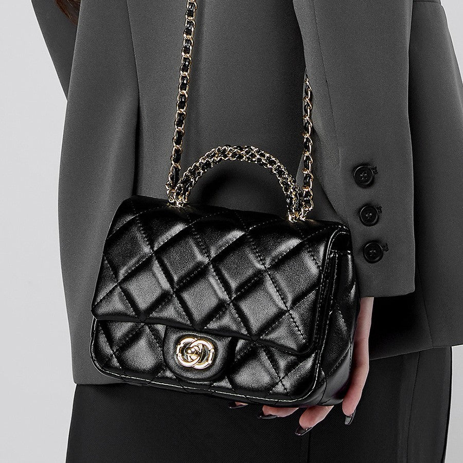 Metal chain diamond grid handbag eprolo