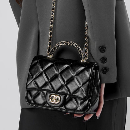 Metal chain diamond grid handbag eprolo