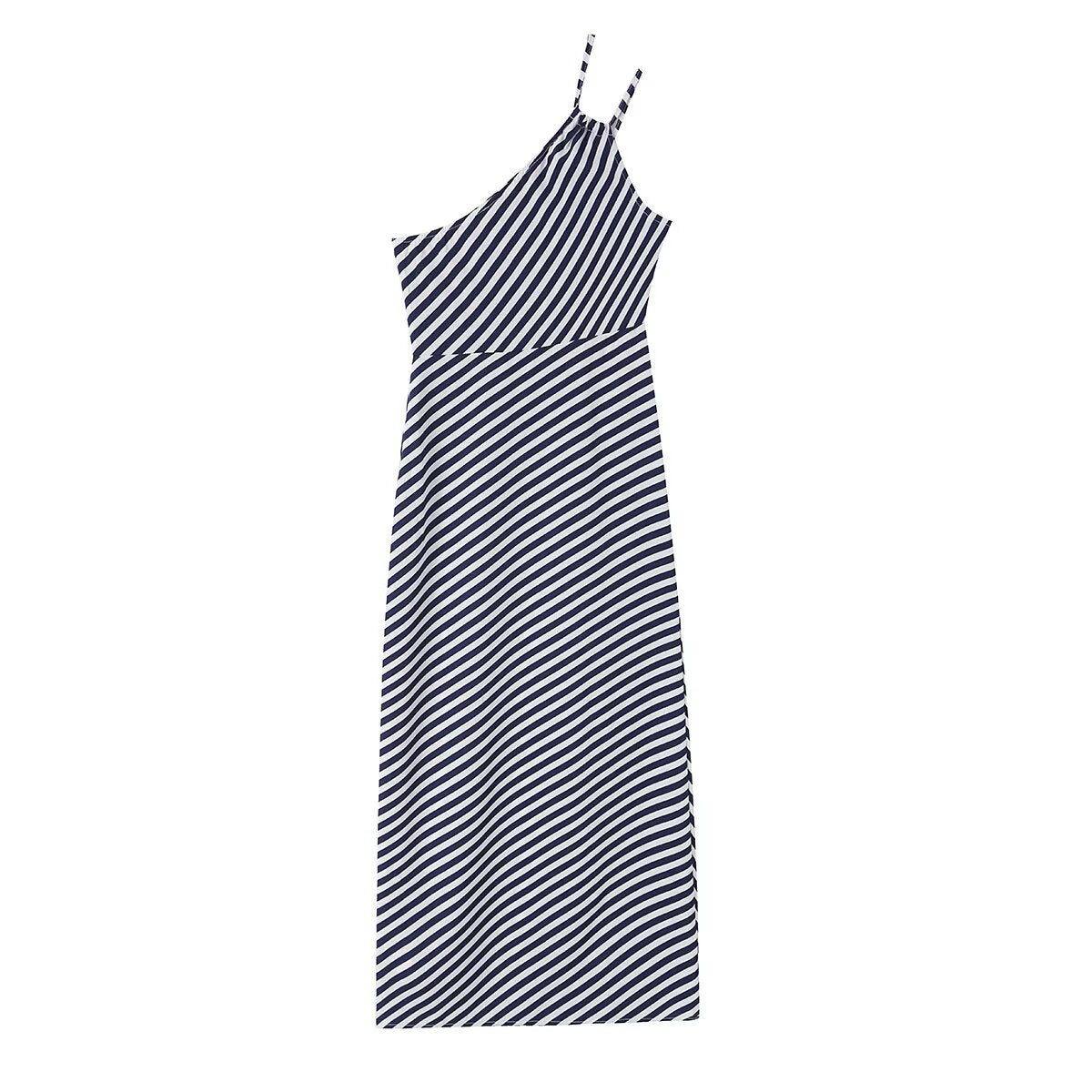Slim fit diagonal striped printed asymmetric camisole skirt eprolo