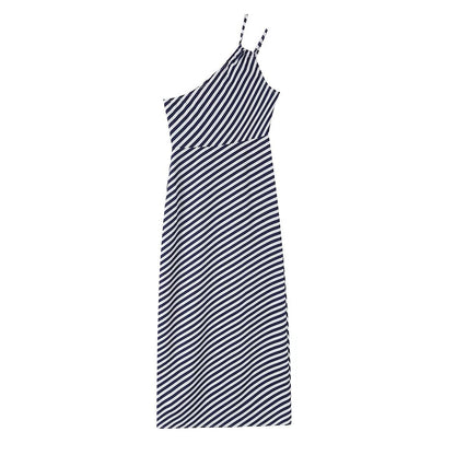 Slim fit diagonal striped printed asymmetric camisole skirt eprolo