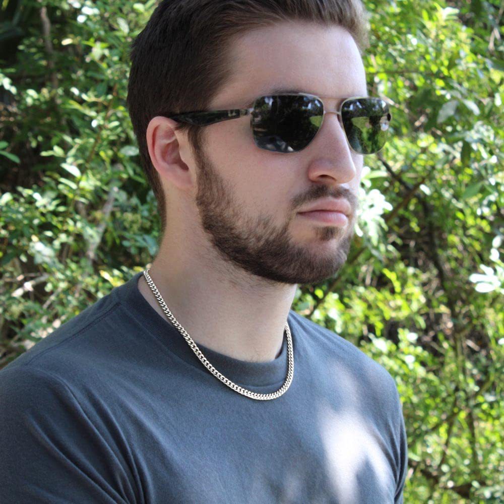 Stainless steel necklace with double-sided polished titanium steel chain eprolo