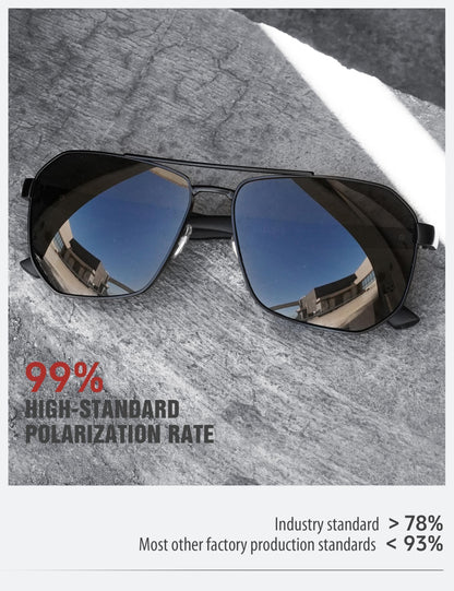 LUENX Aviator Sunglasses for Men Square Polarized Polygon Lens - UV 400 Protection with Accessories Driving Outdoor My Time My Money