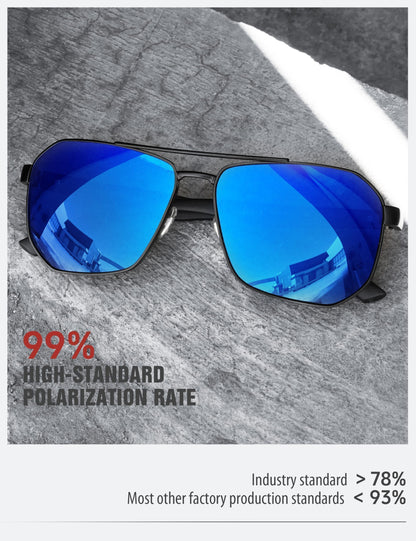 LUENX Aviator Sunglasses for Men Square Polarized Polygon Lens - UV 400 Protection with Accessories Driving Outdoor My Time My Money