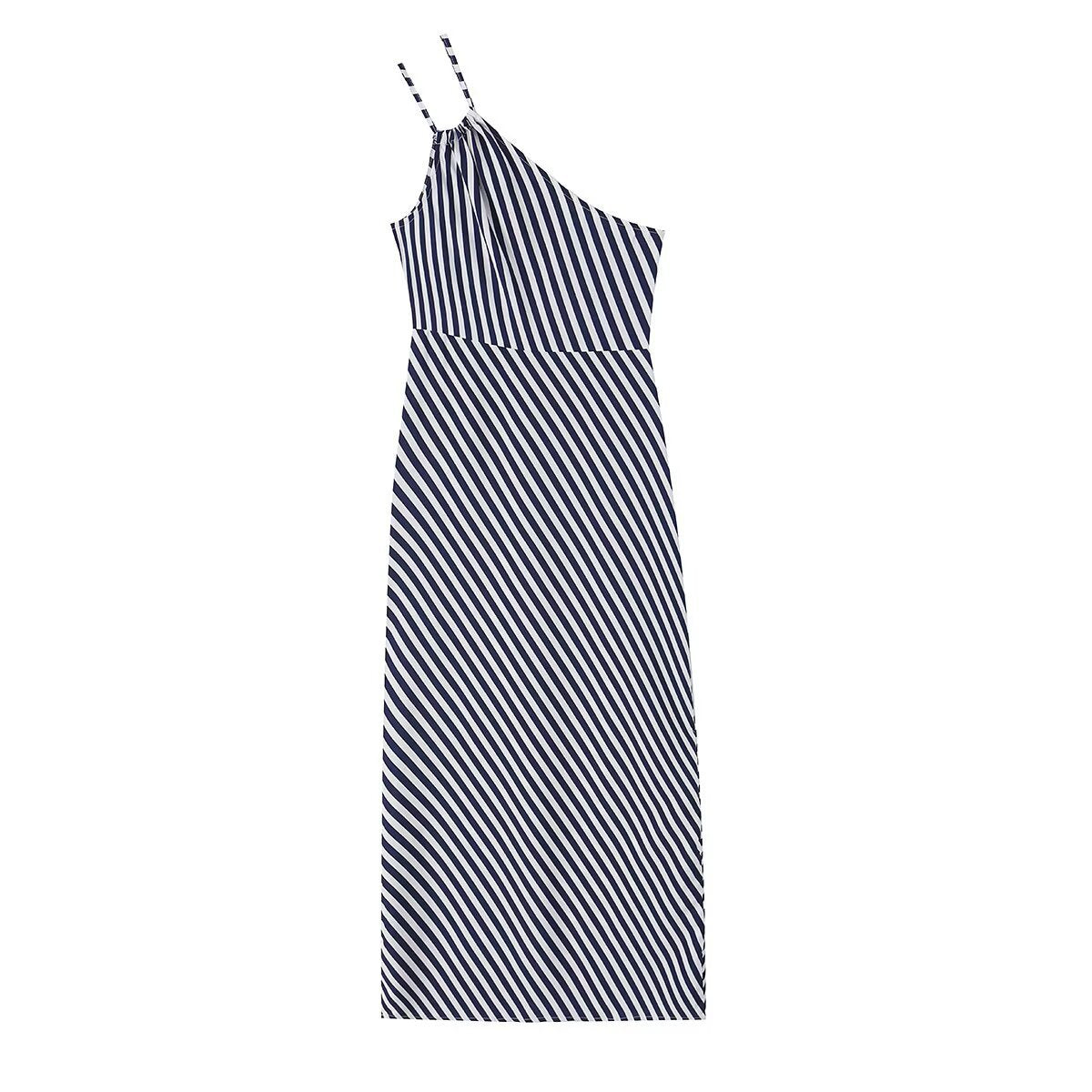Slim fit diagonal striped printed asymmetric camisole skirt eprolo