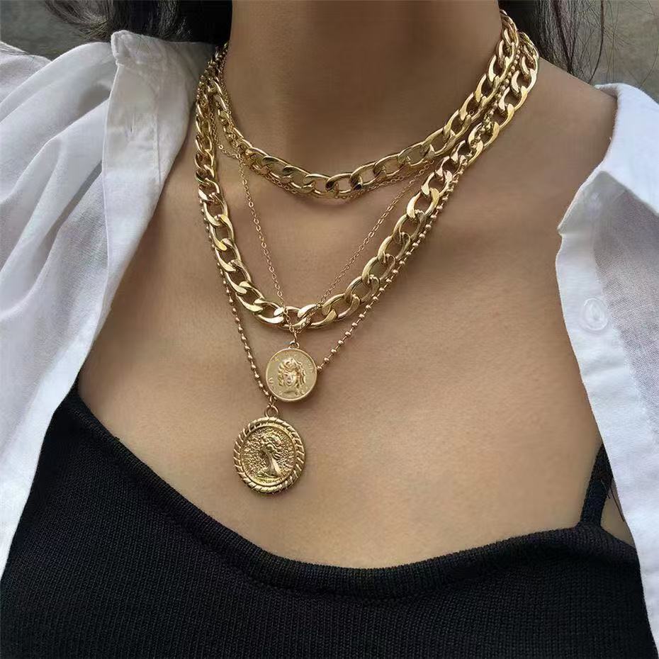 Alloy jewelry portrait layered necklace eprolo