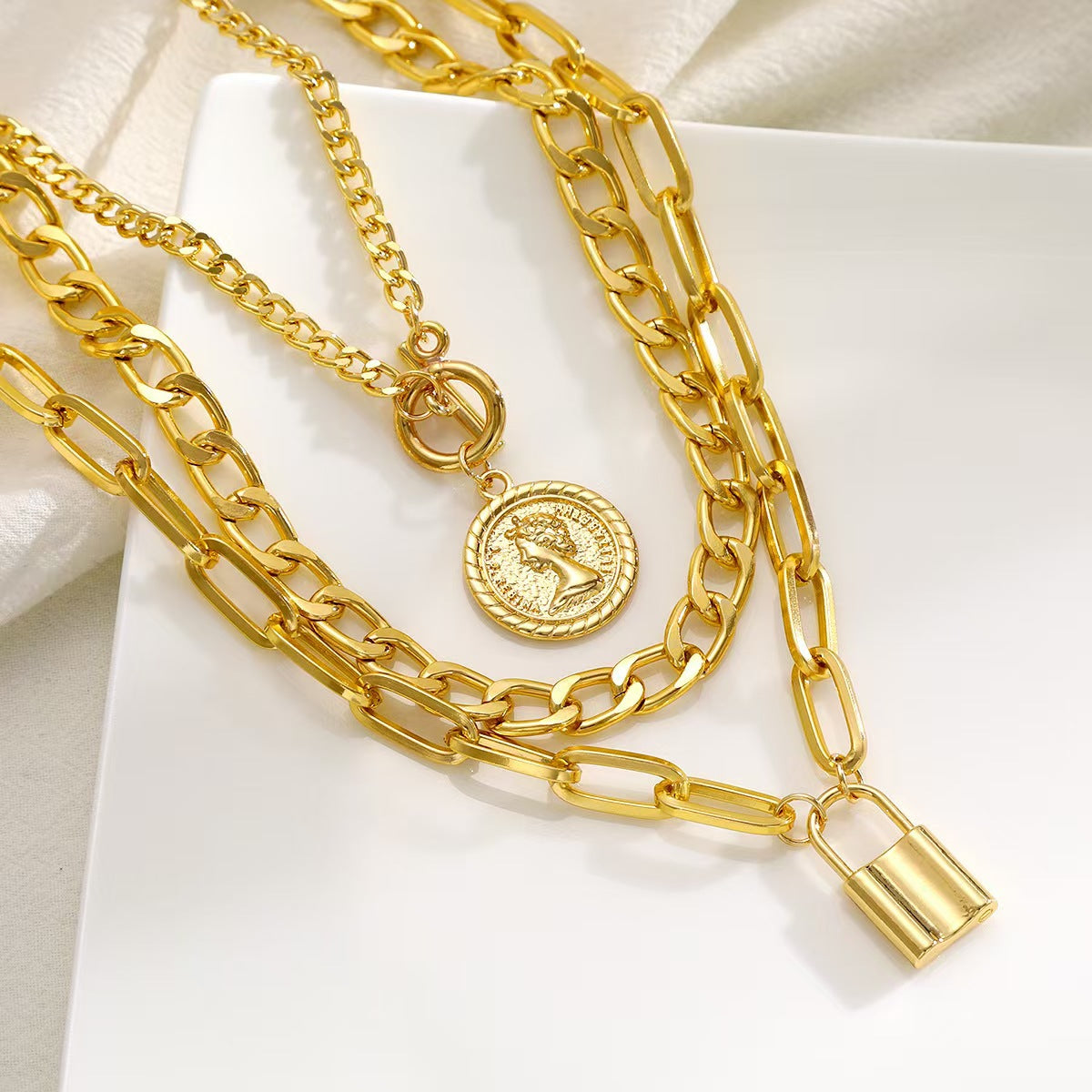 Alloy jewelry portrait layered necklace eprolo