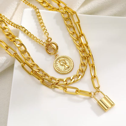 Alloy jewelry portrait layered necklace eprolo