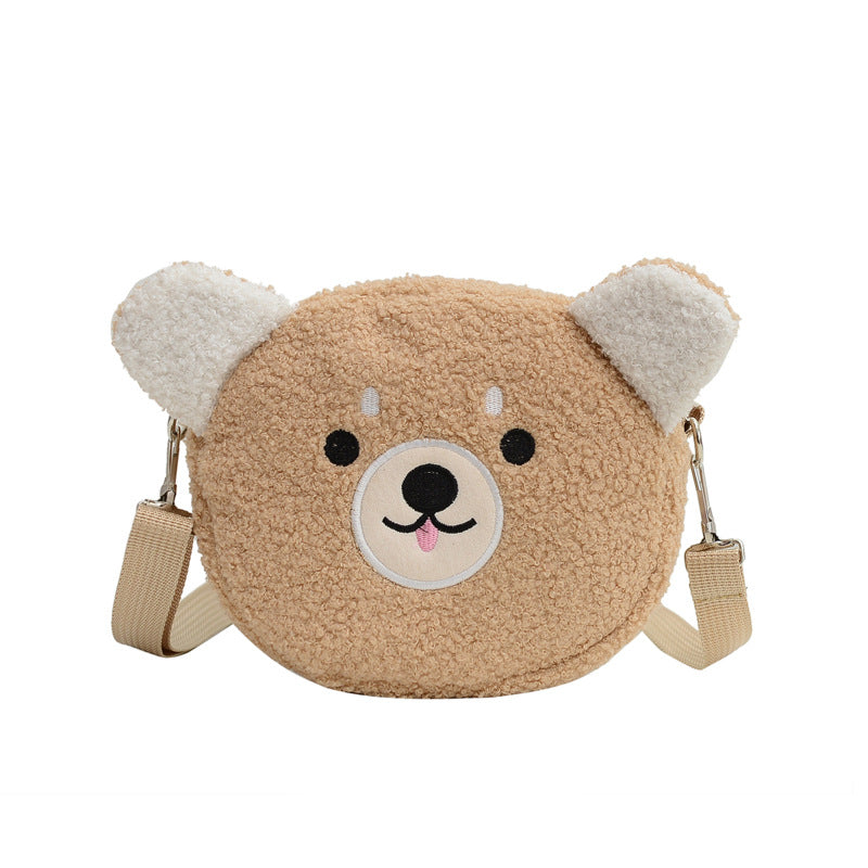 Cartoon plush small bag round embroidered teddy bear bag eprolo