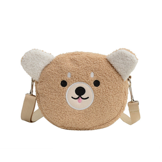Cartoon plush small bag round embroidered teddy bear bag eprolo