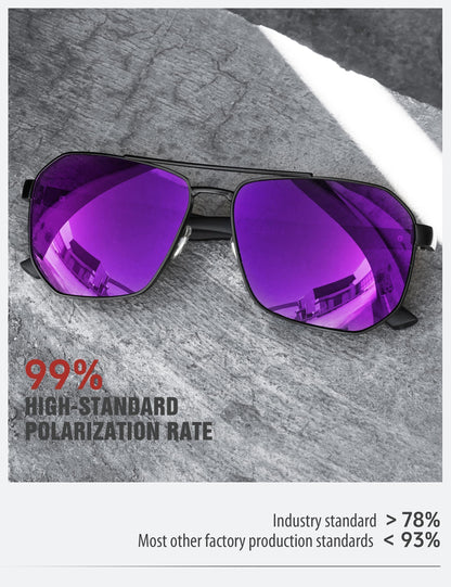 LUENX Aviator Sunglasses for Men Square Polarized Polygon Lens - UV 400 Protection with Accessories Driving Outdoor My Time My Money