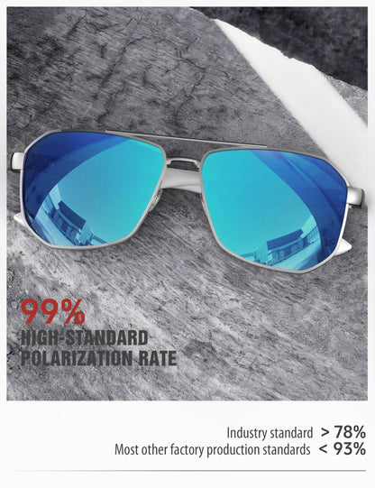 LUENX Aviator Sunglasses for Men Square Polarized Polygon Lens - UV 400 Protection with Accessories Driving Outdoor My Time My Money