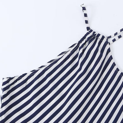 Slim fit diagonal striped printed asymmetric camisole skirt eprolo