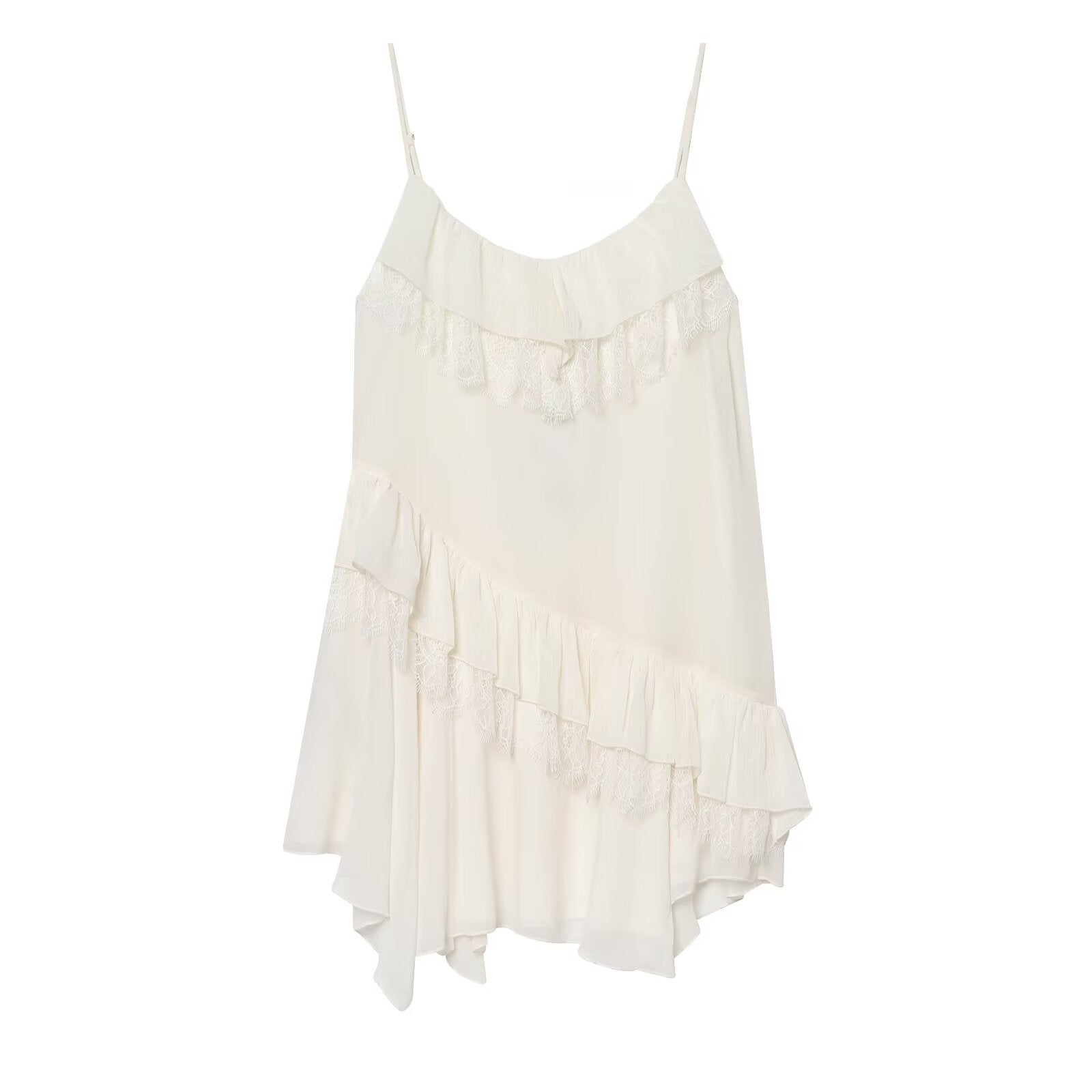 Lace patchwork irregular camisole skirt eprolo