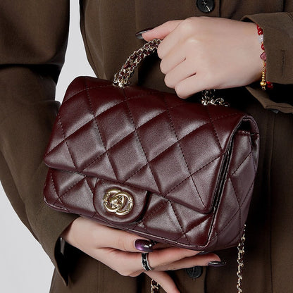 Metal chain diamond grid handbag eprolo