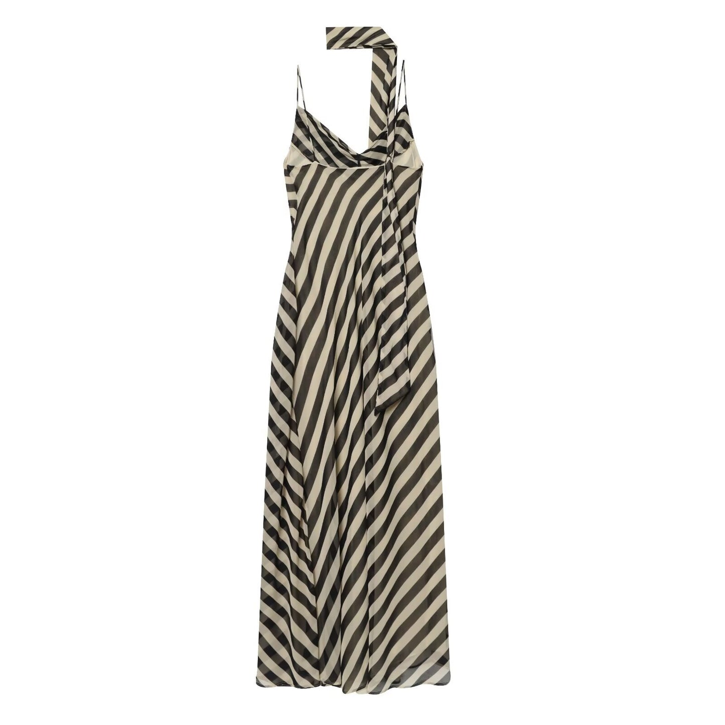 Striped ribbon decoration swing collar suspender long skirt eprolo