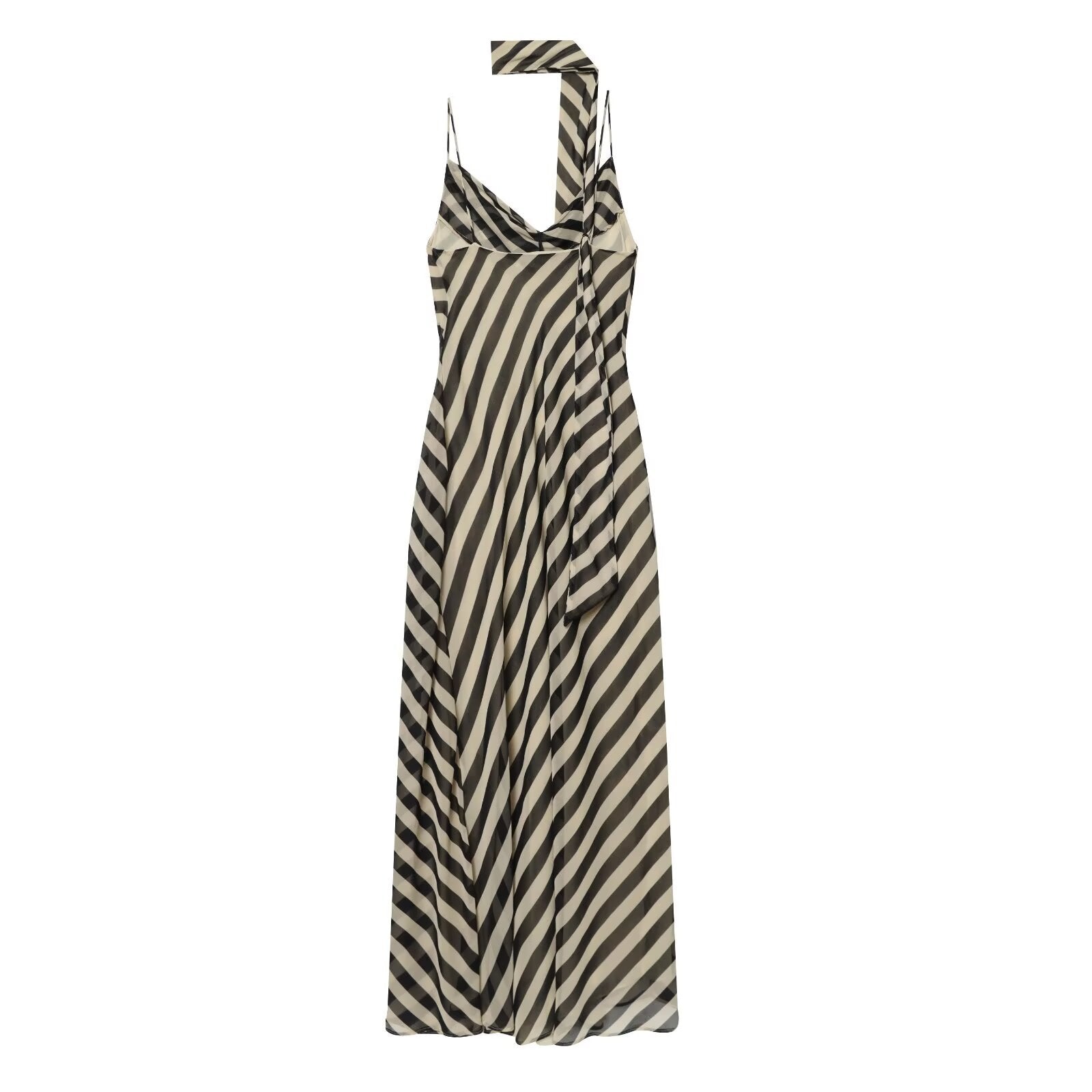 Striped ribbon decoration swing collar suspender long skirt eprolo