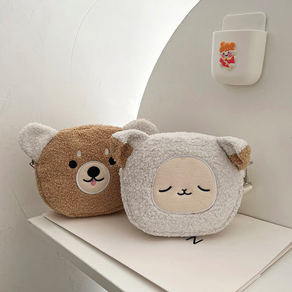Cartoon plush small bag round embroidered teddy bear bag eprolo