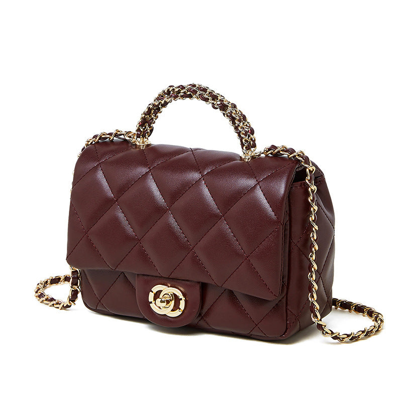 Metal chain diamond grid handbag eprolo