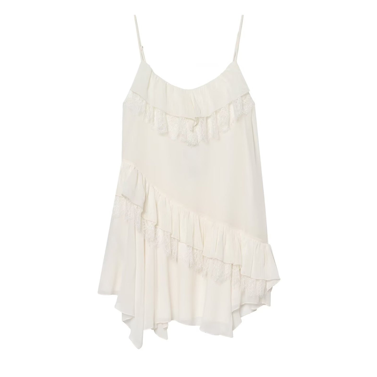 Lace patchwork irregular camisole skirt eprolo