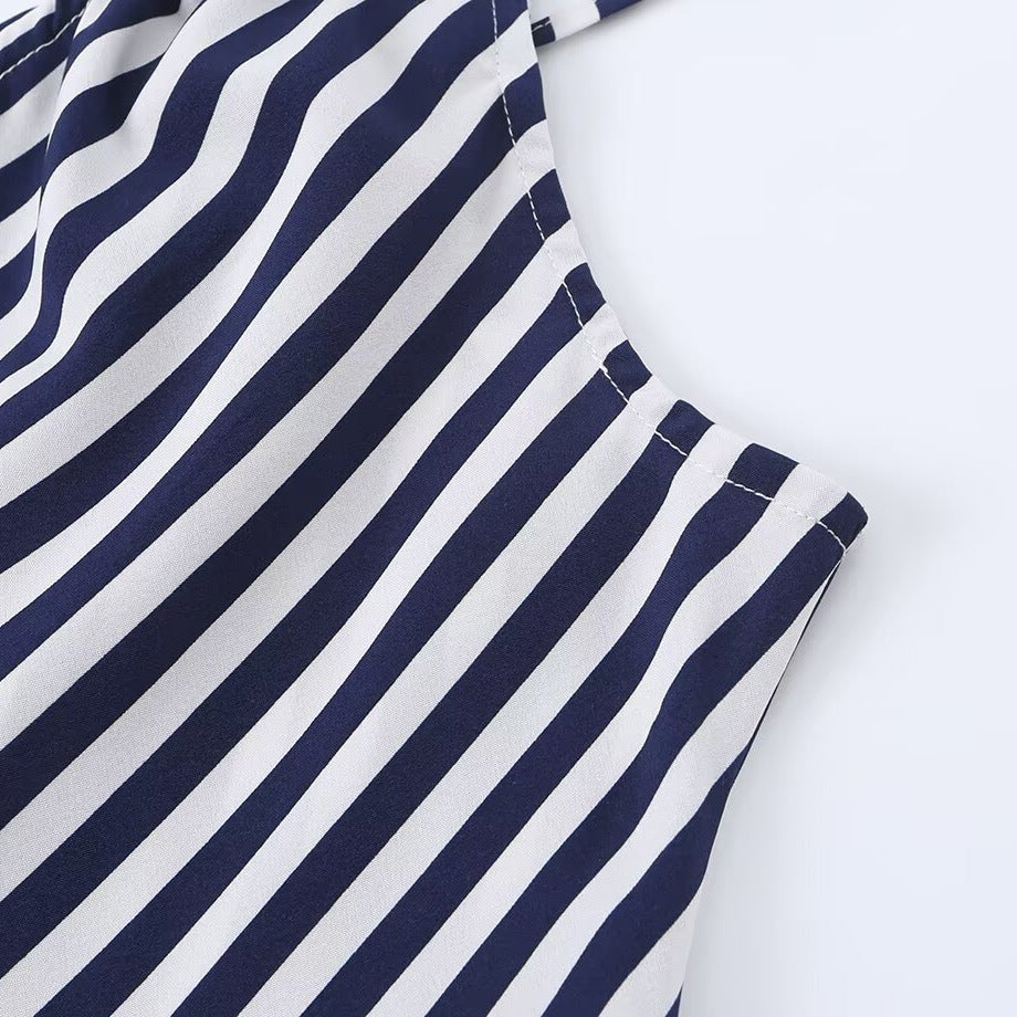 Slim fit diagonal striped printed asymmetric camisole skirt eprolo