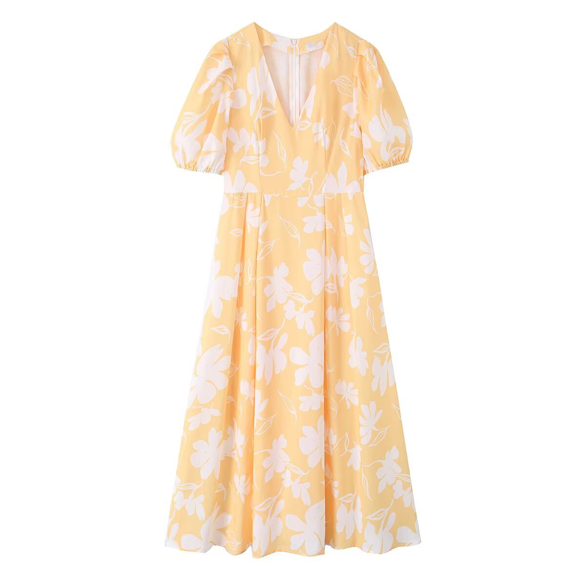 Bubble short sleeved V-neck printed dress eprolo