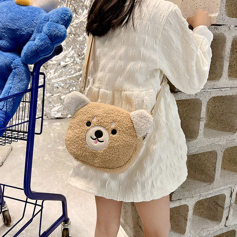 Cartoon plush small bag round embroidered teddy bear bag eprolo